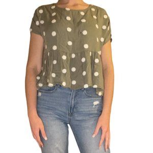 Green Hi-Low Babydoll Top with Polkadots
